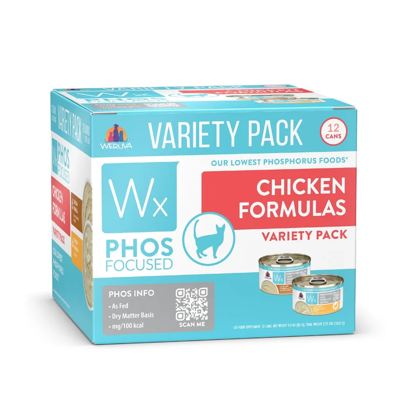 Weruva Wx Phos Focused – Formules Poulet (Variété) en Boîtes 3oz, Paquet de 12 – Faible Phosphore