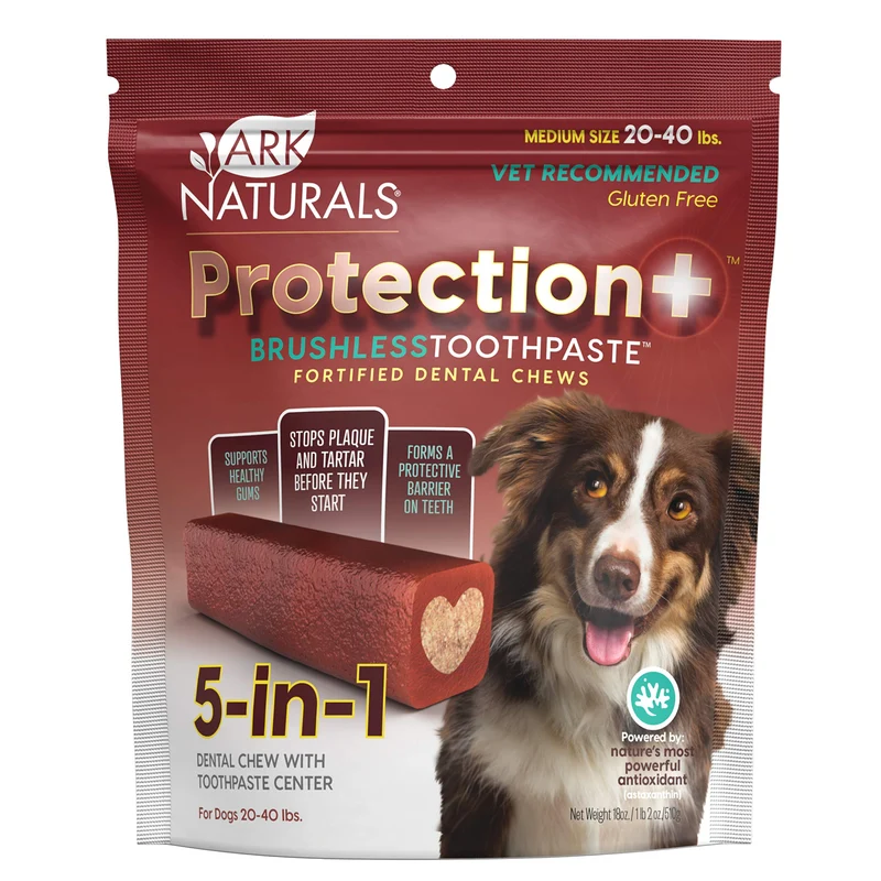 ARK NATURALS Protection Plus – Friandise dentaire sans brosse pour chiens de taille moyenne, 18 oz