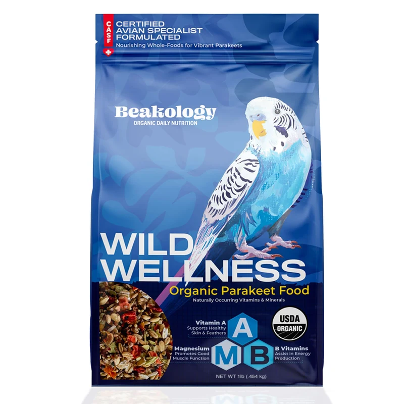Beakology Wild Wellness Alimentation Biologique pour Perruche Ondulée et Petites Perruches – 450 g (1 lb), USDA Certifiée, Non-OGM