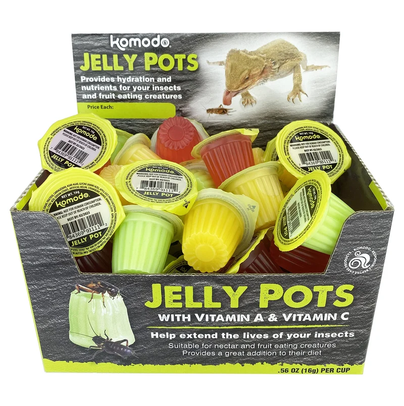 Komodo Jelly Pots Fruits Mix – Nourriture pour Insectes en Pots Indivudels (16 g) | Hydratation et Nutrition pour Reptiles Fruivores – Présentoir 40 Pots