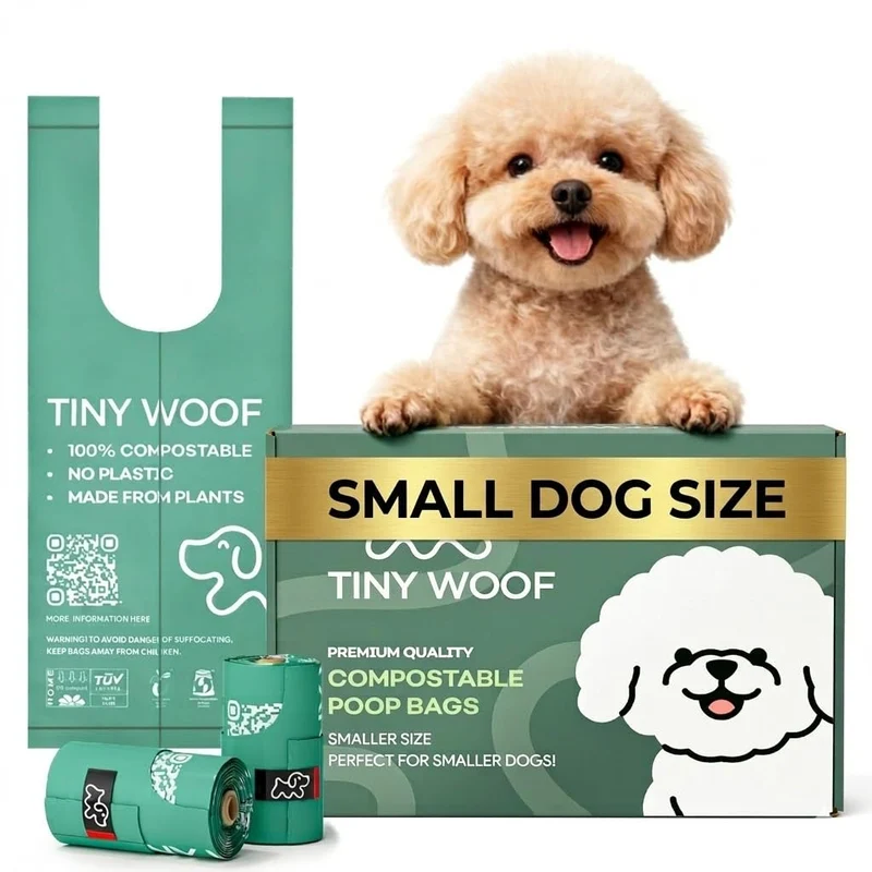 Tiny Woof – Sacs à Crottes Mini pour Petits Chiens, Biodégradables & Compostables | Lot de 360 Sacs