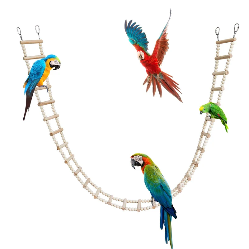 Dnoifne Pont Échelle en Bois – Échelle-Pont pour Oiseaux et Petits Animaux (157 cm, 28 échelons)