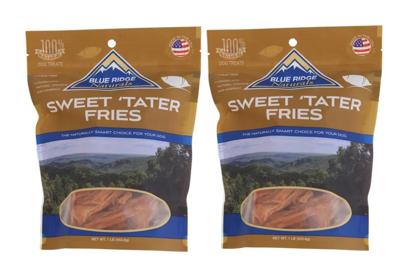Blue Ridge Naturals - Frites de patate douce (1 livre) - Friandises saines pour chien (2 paquets)
