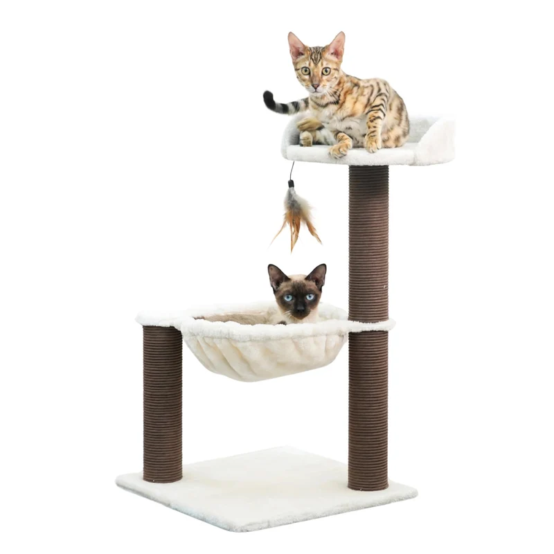 Catry Nirvana Arbre pour Chatons — 3 Niveaux, Perchoir Peluche, Hamac et Postes Grattoir
