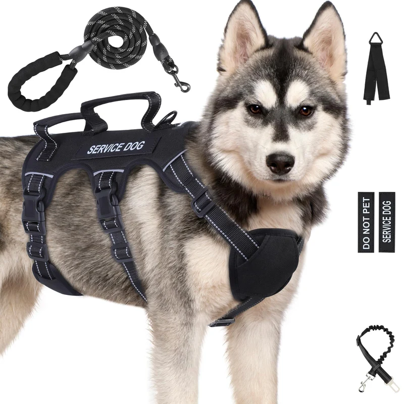 Yungaspy Harnais Chien de Service Anti-Fuite – 8 Points Ajustables XL avec Poignées