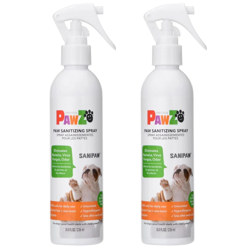 Protex PawZ SaniPaw – Nettoyeur de pattes et spray désodorisant pour chien, 2 × 8 onces