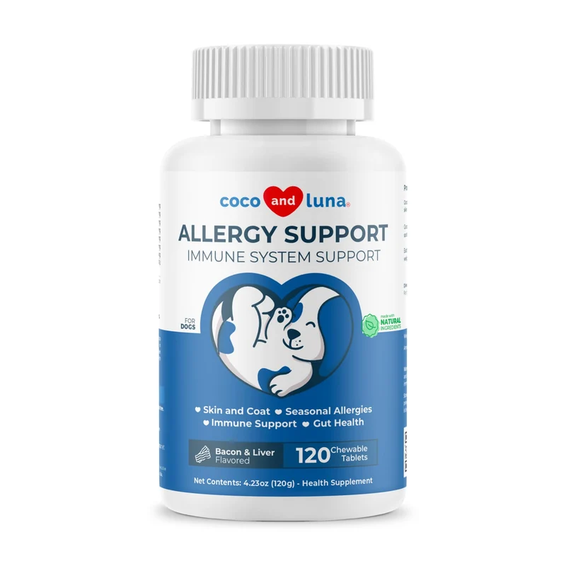 Coco et Luna – Soutien Allergies pour Chiens | Comprimés Masticables, Oméga 3 et Colostrum