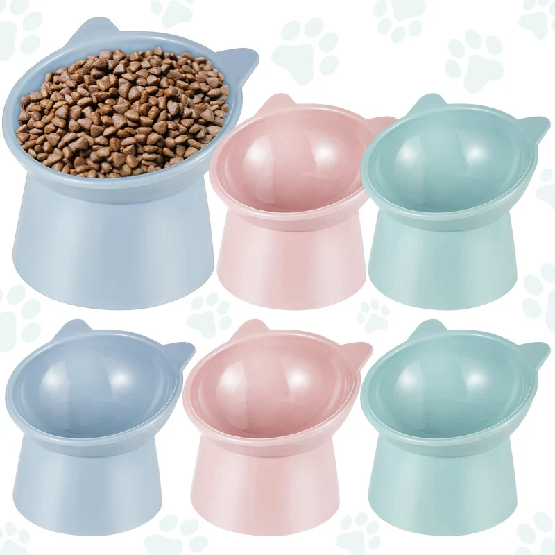Hsei - 6 Bols Chats surélevés 15° – Bol Incliné, Confort des Moustaches, Couleurs Vives