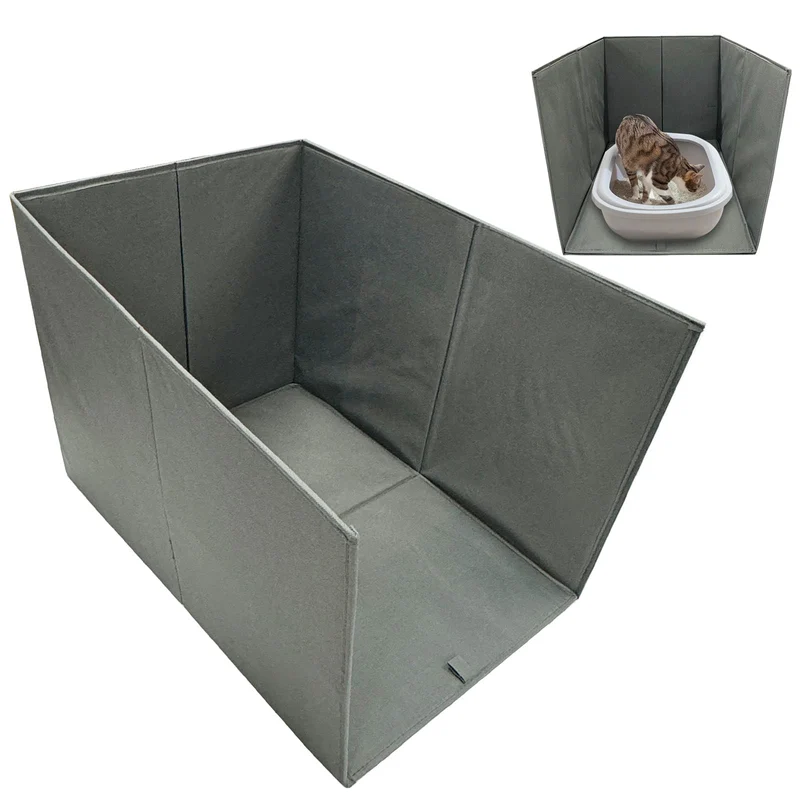 Cache-litière Bhyhok pour chat – Grand cadre pliable, tapis amovible, rebord élevé (26,4 × 21,3 × 16,5 po)
