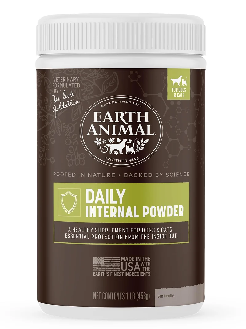 Earth Animal Apothicaire – Poudre Interne Quotidienne Naturelle pour Puces et Tiques chez Chiens et Chats – 0,45 kg
