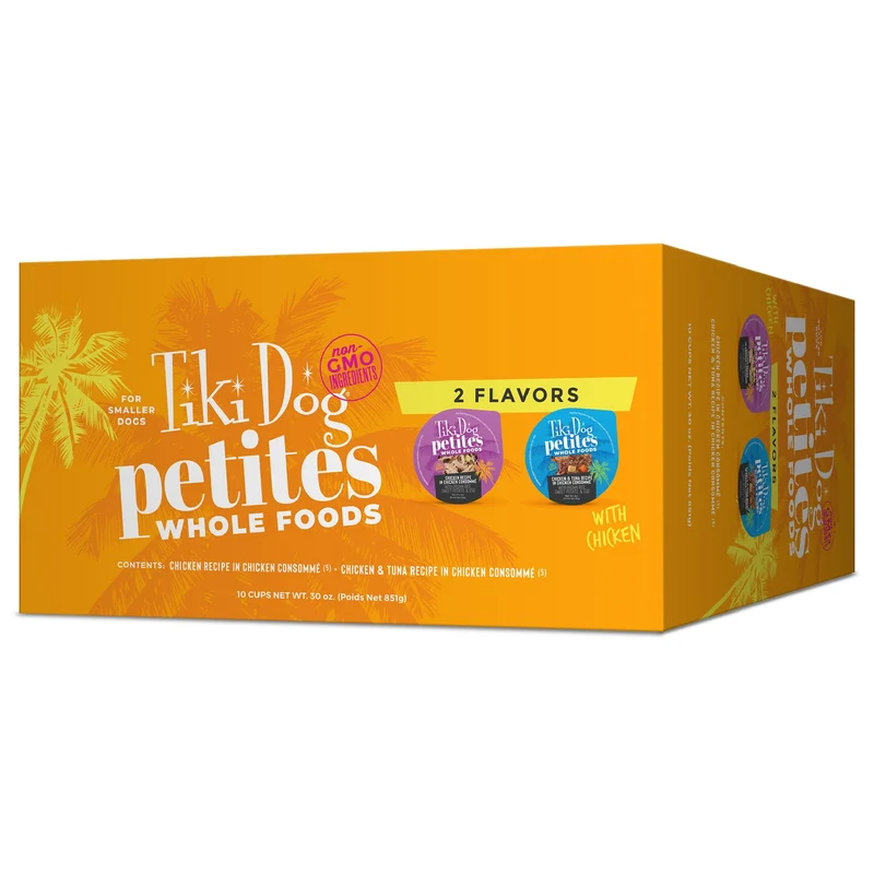 TIKI PETS Tiki Dog Petites – Nourriture humide Whole Foods pour chiens, Variété Poulet, Pots de 85 g (10 unités)