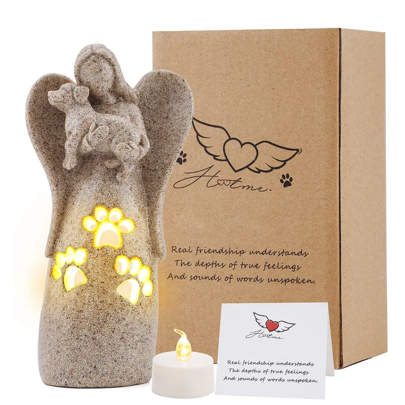BEARAE — Porte-bougie commémoration ange chien | Cadeau mémoire animale