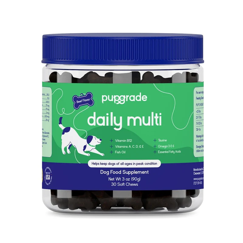 PupGrade Multivitamine Quotidienne pour Chiens – Oméga et Vitamines A C D E B, 30 friandises