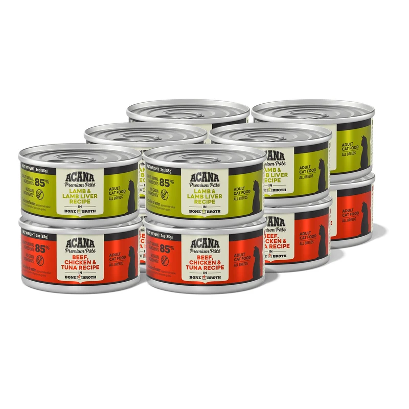 ACANA Premium Pâté Humide pour Chat – Pack Variété Bouillon d’Os (12 Boîtes de 3 onces)