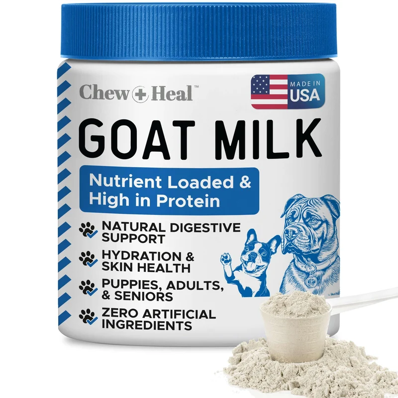 Chew + Heal Labs Poudre de lait chèvre pour chiens – 6 oz, sans additifs, fabriqué aux États‑Unis