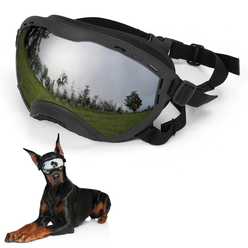 Flantor Lunettes pour Chien — Grands Chiens, Protection UV, Vent et Poussière, Sangles Ajustables