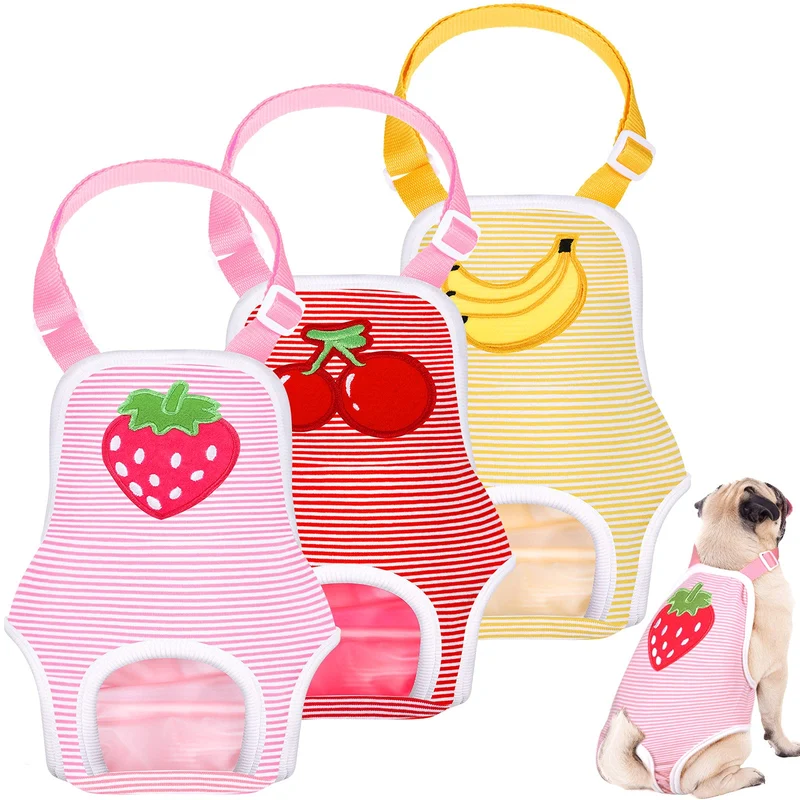 Nuanchu Culottes Sanitaires pour Chien Femelle – Ensemble 3 pièces avec Harnais Réglable (S à XL) – Réutilisables