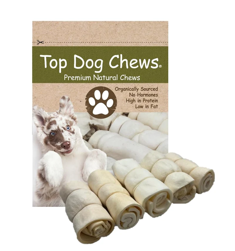 Top Dog Chews – Rouleaux de joue de bœuf 6 pouces, pack 5, sans cuir