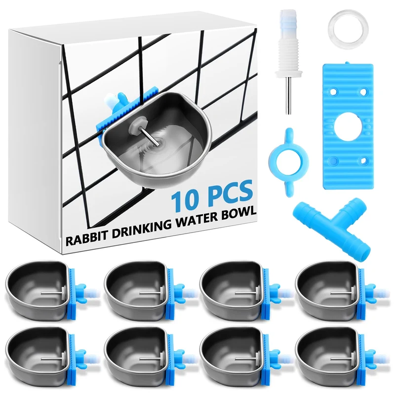 Potchen – 10 Abreuvoirs lapin à tétine en acier inox 304, 2,56 × 2,36 × 1,18 po