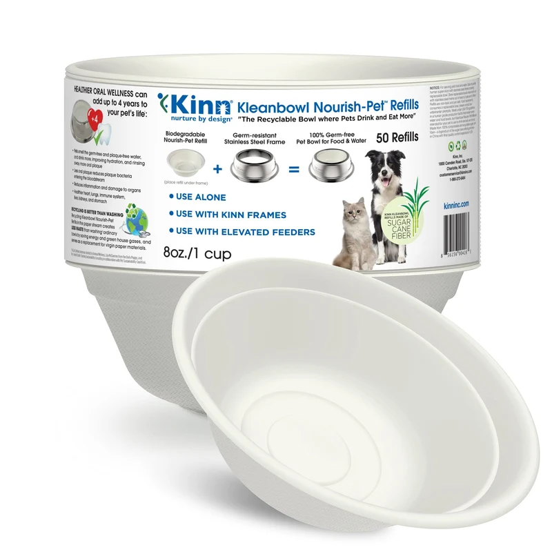 Kinn Kleanbowl – Bols jetables pour chien 8 oz (50 pièces) | Voyage, Sans plastique, Étanches et Portables
