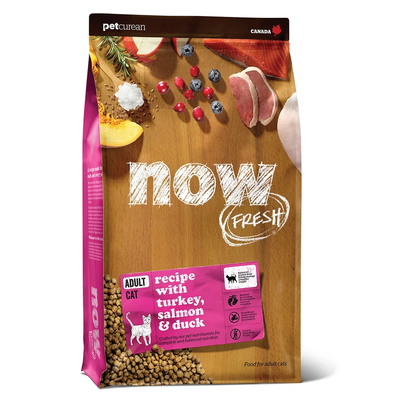 Now Fresh Croquettes sans céréales pour chat adulte – Dinde, Saumon et Canard – 3 lb