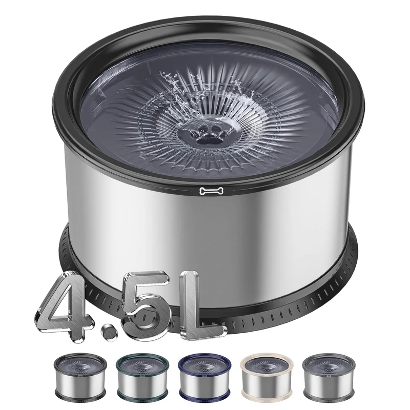 Twinsing Bol d'Eau pour Chien 4,5 L – Sans Débordement, Inoxydable, Antidérapant, Grand Capacité