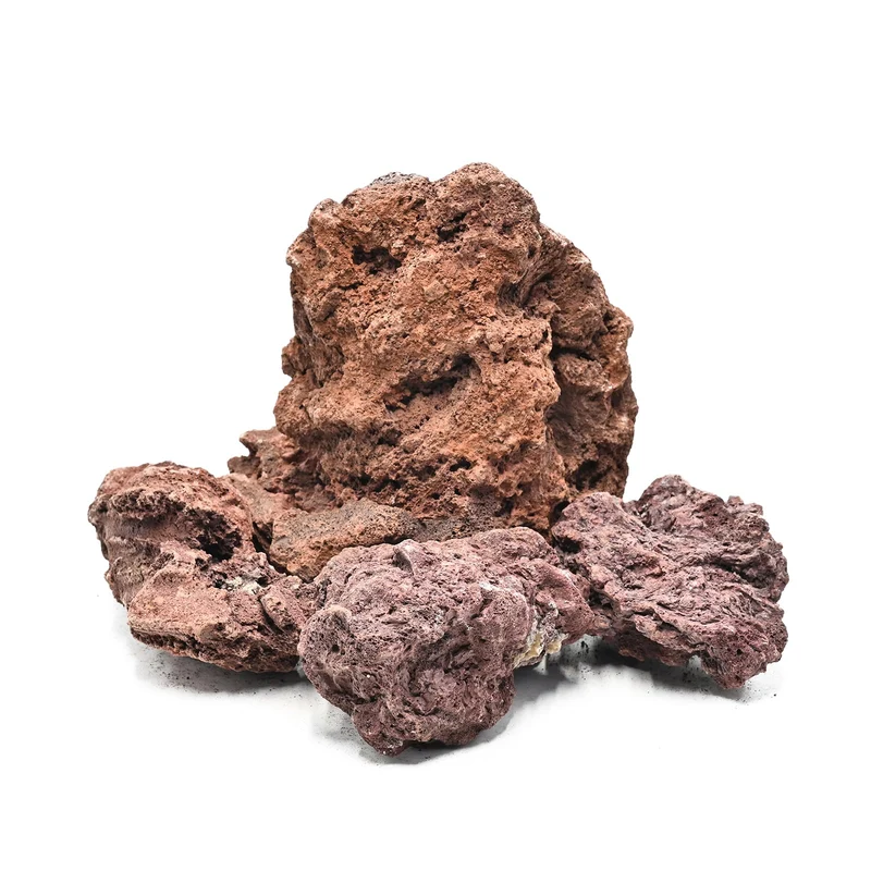 KINGRUI Roche de lave rouge naturelle 4 à 6 pouces – Pierres pour aquarium, terrarium et aménagement paysager – Lot 5 lb (3 pièces)