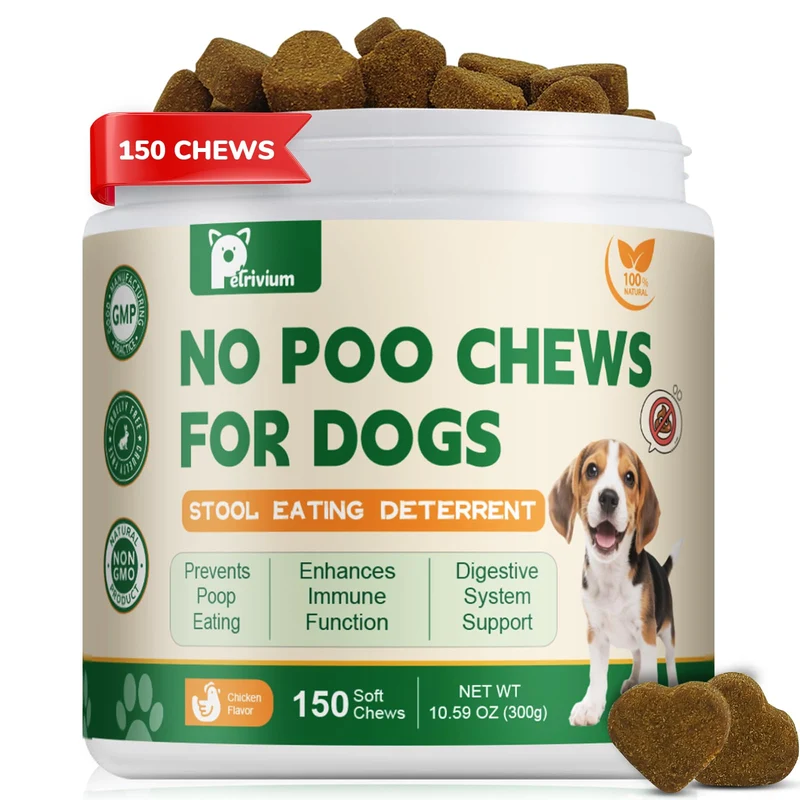 Petrivium No Poo Chews – Dissuasion de la coprophagie canine, soutien digestion et immunité (150 gommes)