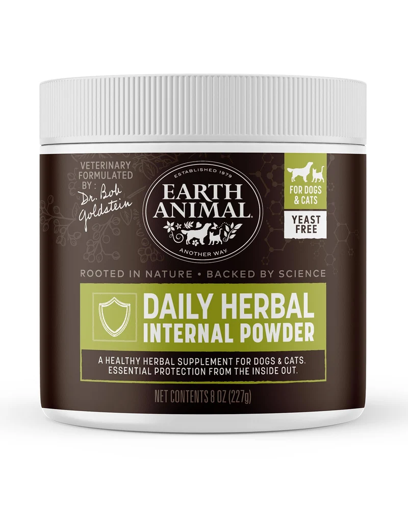 Earth Animal Apothecary Poudre Herbes – Anti-puces et Anti-tiques pour Chiens et Chats – 8 oz