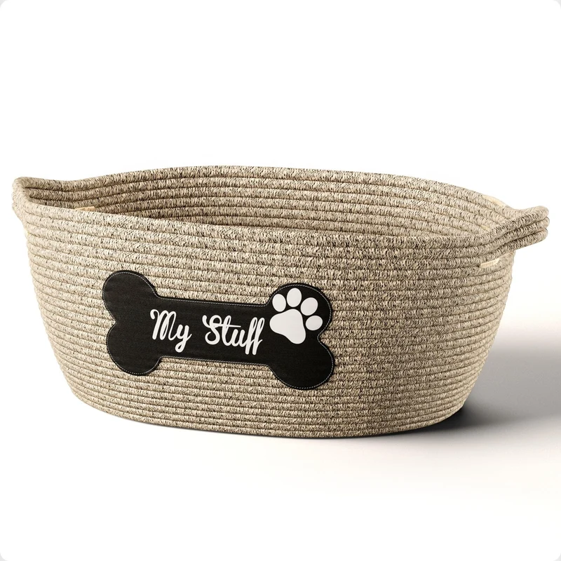 Panier à Jouets Chien HB Design Co. – Corde Coton, Poignées Renforcées, Design Patte