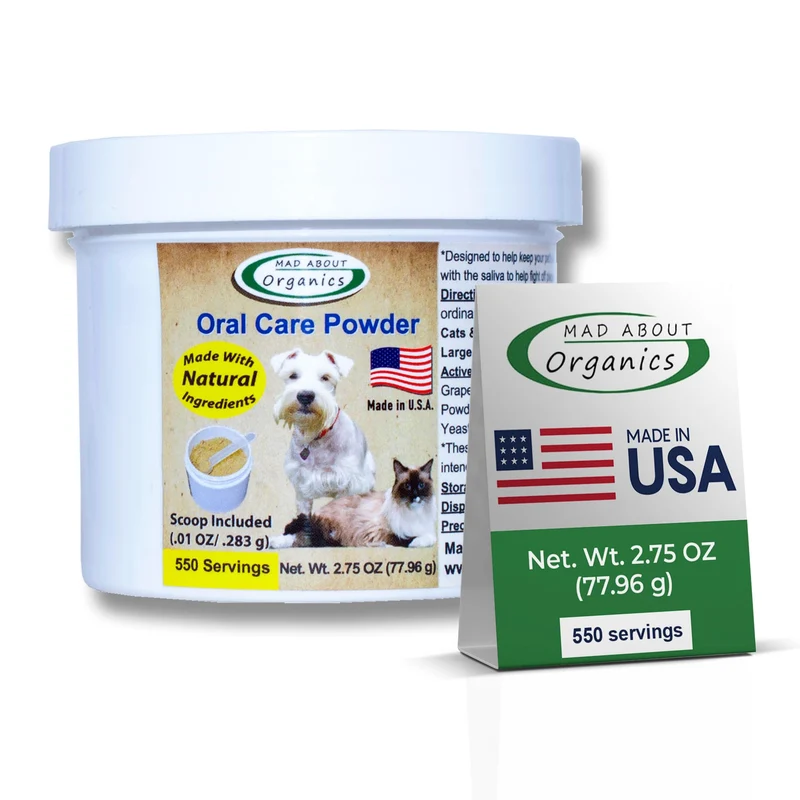 Mad About Organics Poudre Dentaire – Chiens et Chats, 550 portions, 77,96 g