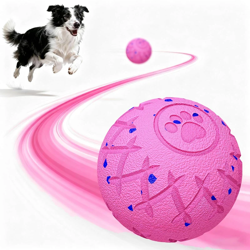 hipibbo Boule interactive pour chiens – Jouet motorisé durable, rebond et rotation, IP54 rose