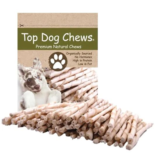 Top Dog Chews - Torsades en cuir brut naturelles (100 pièces) pour chiens – dentition saine