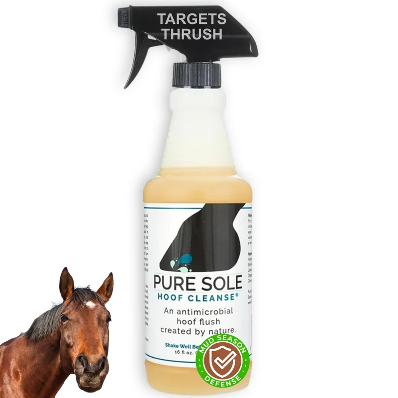 Pure Sole Spray Traitant Thrush pour Chevaux – Nettoyant Sabots Non Piquant, Soin de la Ligne Blanche, Usage Quotidien 473 ml
