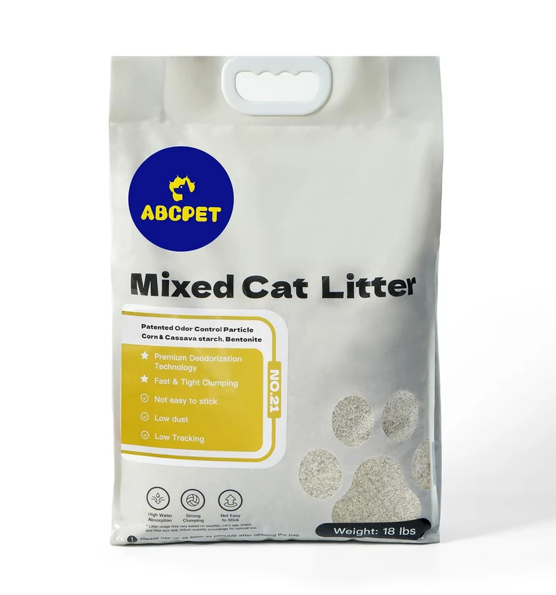 ABCPET Litière pour Chat Cassava Mélangée – Agglomération rapide, Contrôle des Odeurs, Sans Parfum, 18 lb (1 Paquet)