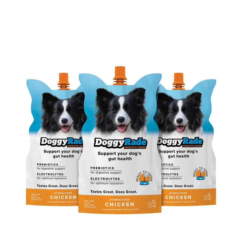 Tonisity DoggyRade – Boisson sportive pour chiens (prébiotique) | Électrolytes, Hydratation rapide & Saveur poulet | 3x250ml