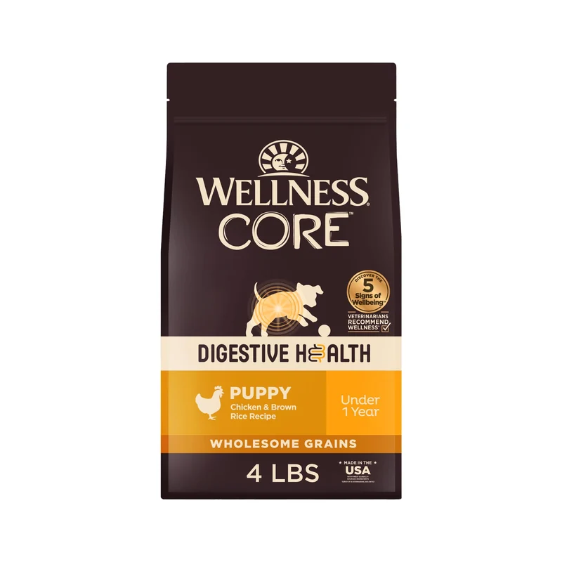 Wellness CORE Digestive Health — Croquettes pour chiots, digestion sensible, poulet et riz brun, sac de 4 lb