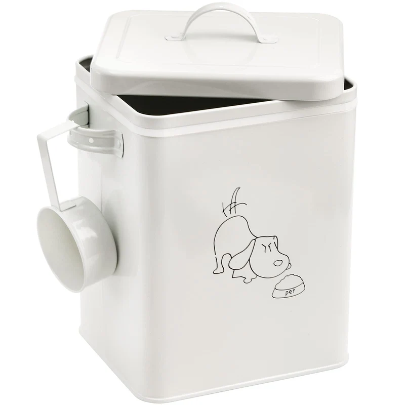 SOUJOY Boîte de Rangement pour Nourriture et Friandises pour Animaux – 5 Livres, Blanc Vintage