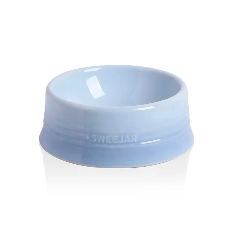 Sweejar Bol Gradient pour Chiens et Chats – Céramique Dégradée Bleu Clair, 18 oz