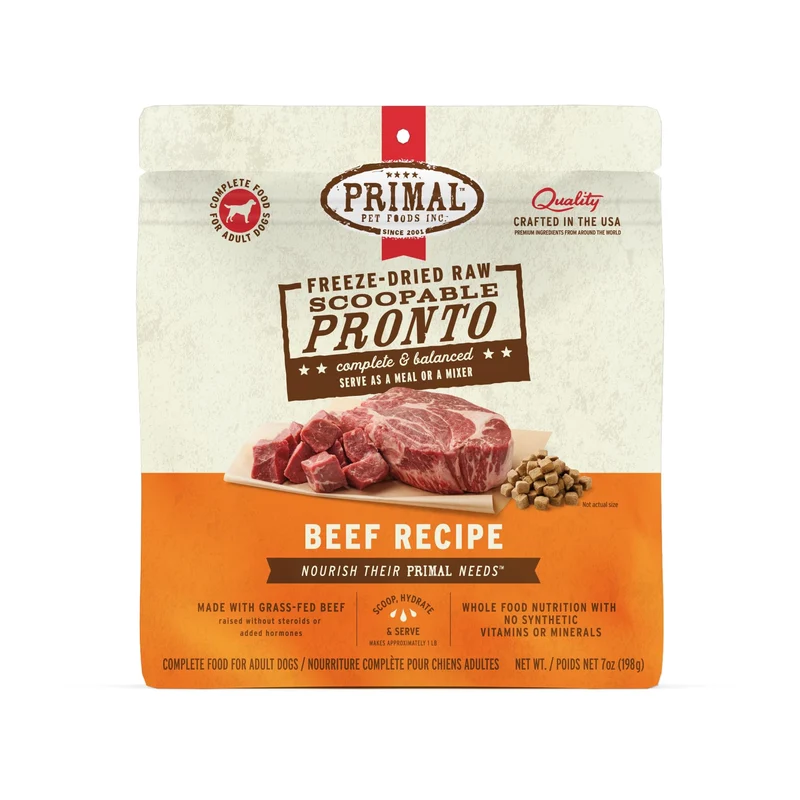 Primal Chien Lyophilise – Morceaux Mini Boeuf, Repas Complet Equilibre (200 g)