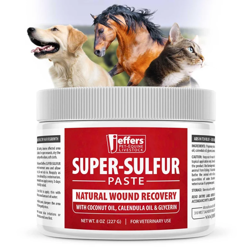 Jeffers Super Sulfur – Pâte Naturelle pour Animaux (8 oz) Soin Peau et Poil