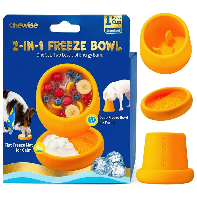 Chewise Bol Freeze 2-en-1 pour Chiens — Bol Profond et Tapis de Léchage Givrés