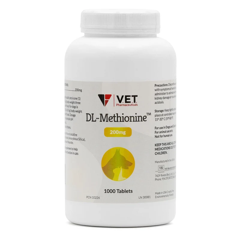DL Méthionine – Tablettes 200 mg, 1000 comprimés | V.E.T. PHARMACEUTICALS