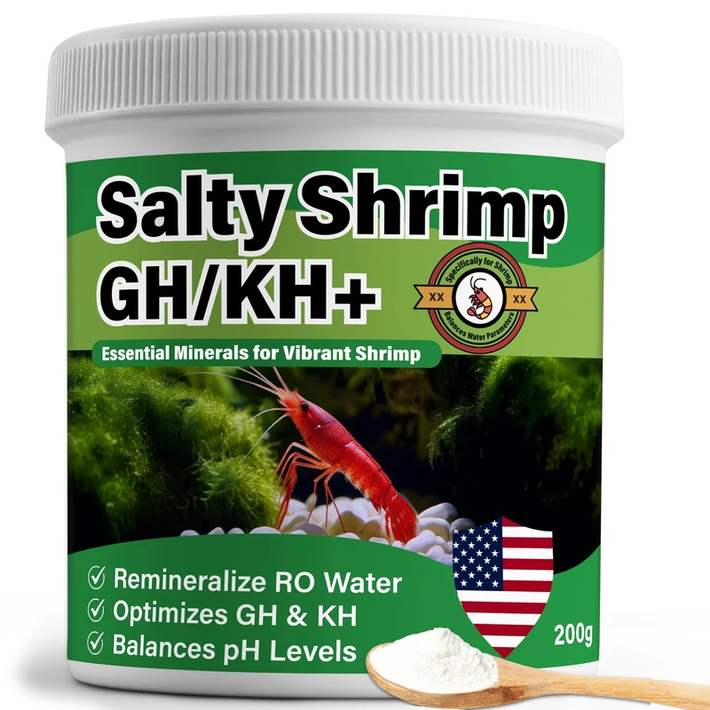 SHUNNIUB Salty Shrimp GH/KH+ 200 g – Minéralisation de l'eau RO, soutien à la reproduction et vitalité des crevettes