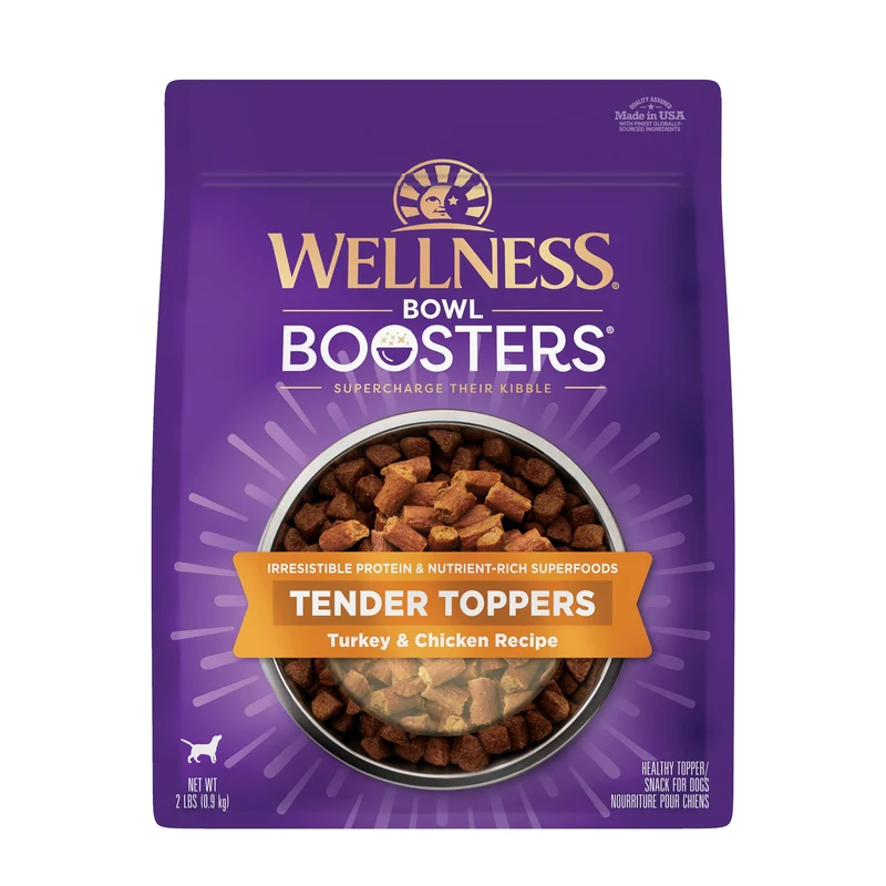 Wellness Bowl Boosters Tender Toppers — Rehausseur de croquettes sans céréales au poulet et à la dinde, sac de 0,9 kg