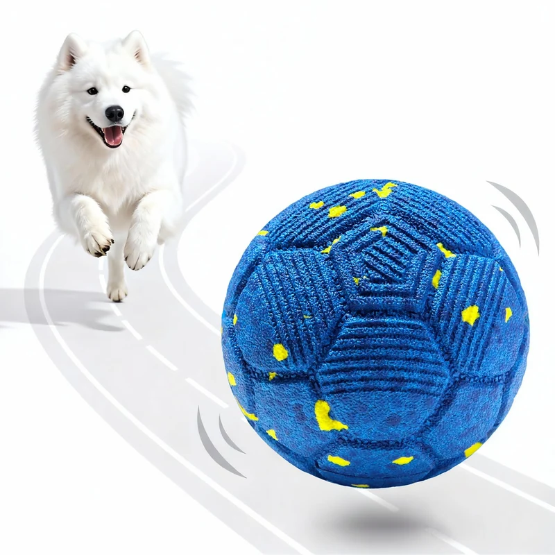Patzoober Balle interactive pour chien – Roule et rebondit – E-TPU résistant à la morsure, IP54, pour chiens moyens et grands (bleue)