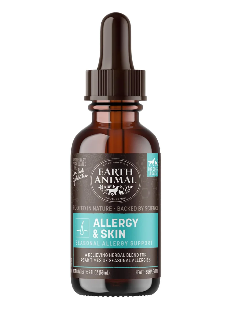 Earth Animal Apothecary: Solution liquide pour allergies et peau pour chiens et chats – 59 ml
