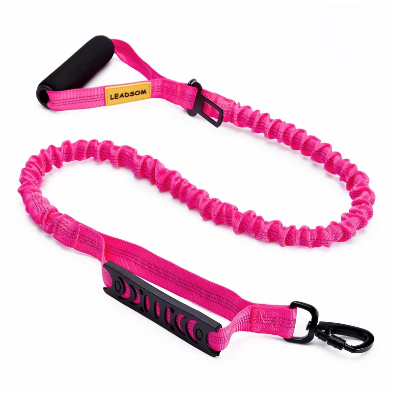 LEADSOM Longe Élastique 6ft – Laisse pour Chiens Moyens et Grands – Poignée Rembourrée Rose