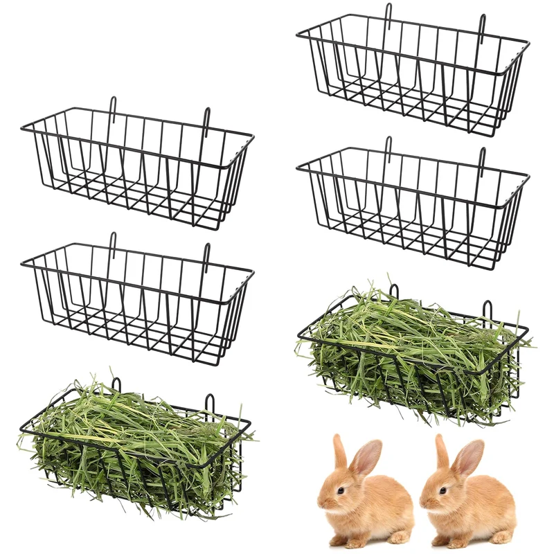 WOPPLXY 6 Porte-Foin Lapin Murale en Métal – Râtelier à Foin Haute Capacité