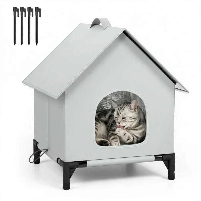 YIDAXIS Maison chat Extérieur/Intérieur – Auto-chauffante, isolée et étanche (18x18x24)
